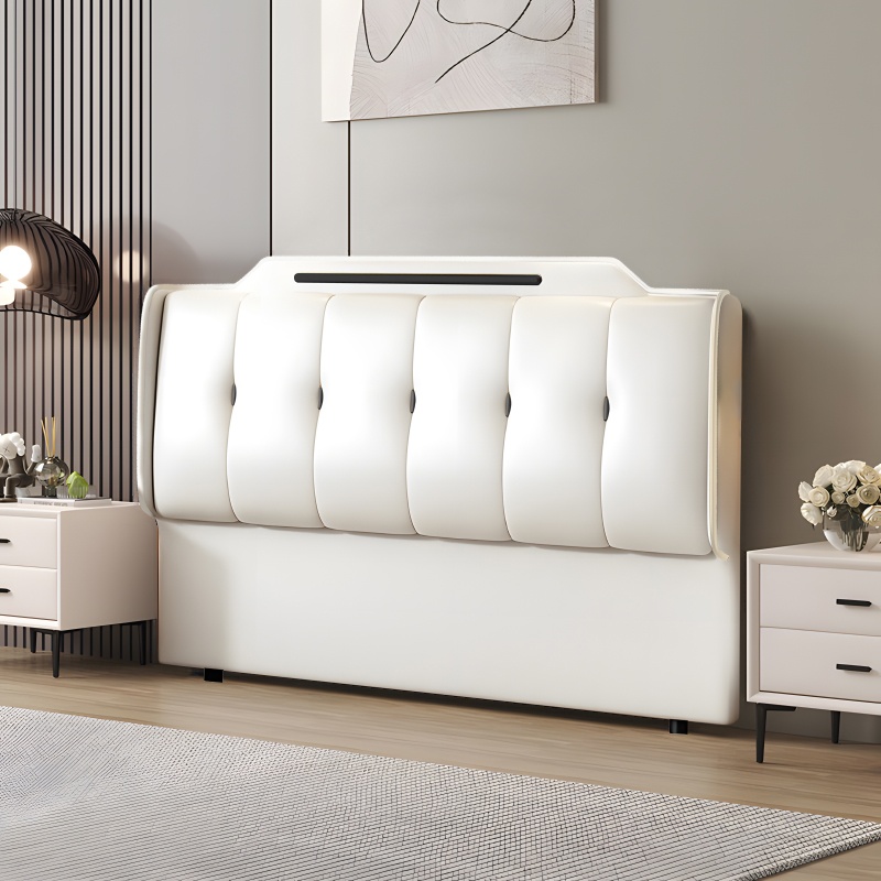 Simplistic Wingback Headboard with Camelback Shape for Queen Bed, Piled Tufted, Standard Height, Sponge Upholstery Fill, No Distressing