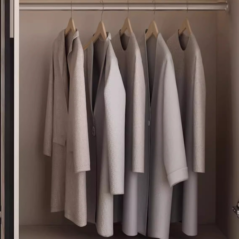 Chalk Modish Laminate Wardrobe Closet with Soft Close Door, Interior Shelves, and Clothing Rod - image 3