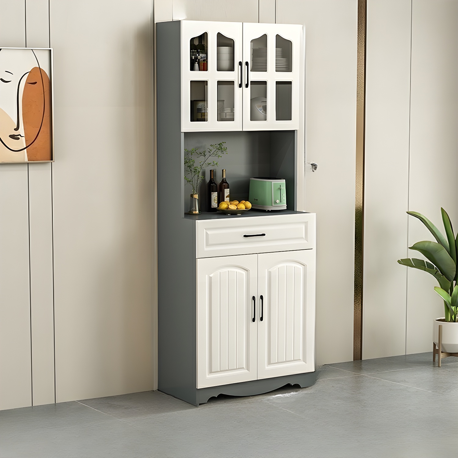 Narrow 15.7'' Wood Cabinets Open Storage with Adjustable Shelves Modern Sideboard/Credenza - image 2