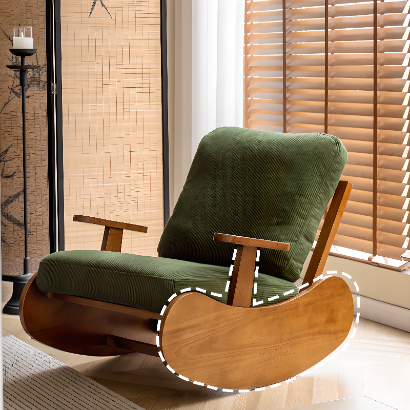 Black/Jade Green/Ivory Art Deco Upholstered Rocking Armchair with Recessed Arm - image 7
