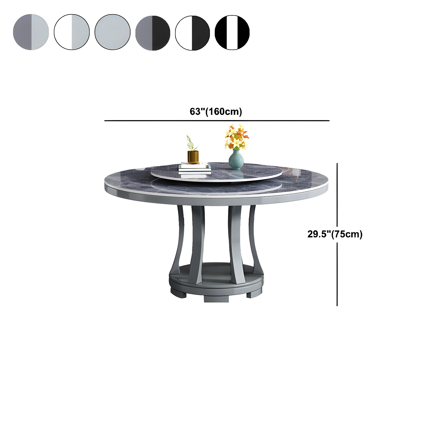 Round Stone Turntable Table Minimalist Furniture with Pedestal Base - image 13