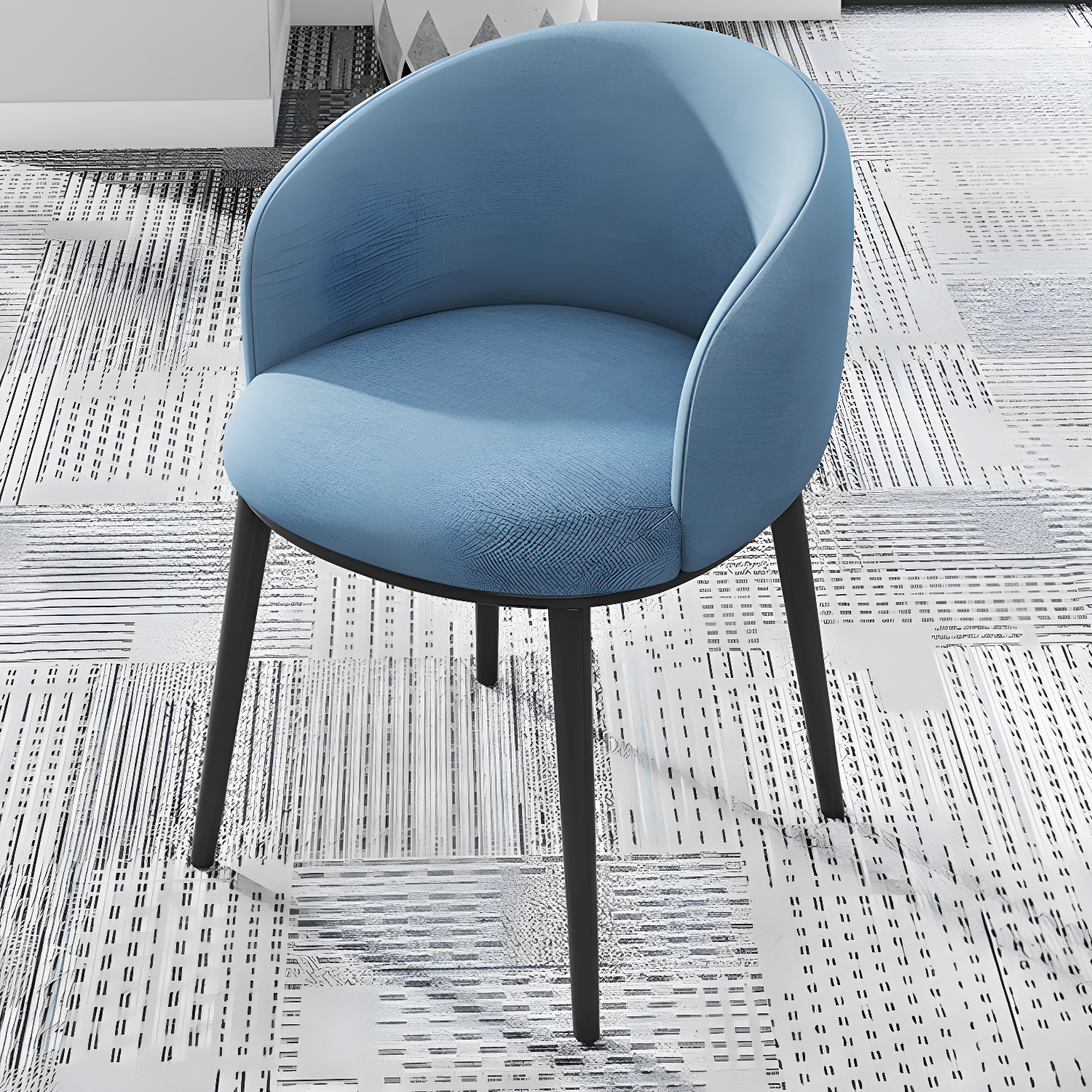 Modern Upholstered Home Arm Chair Solid Back Matte Finish Dining Chair
