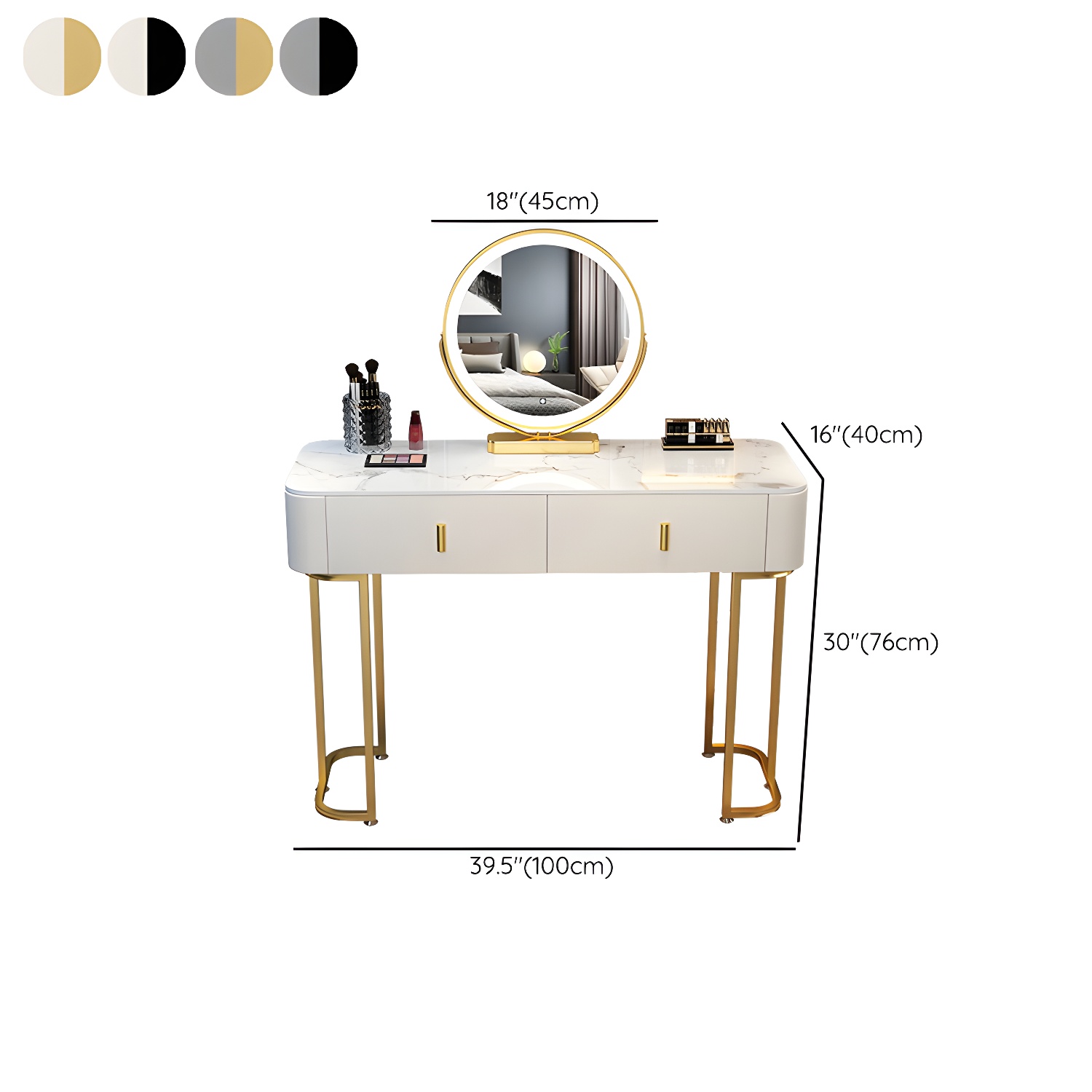 Slate Makeup Counter Adjustable Mirror Vanity Dressing Table with Drawer - image 17