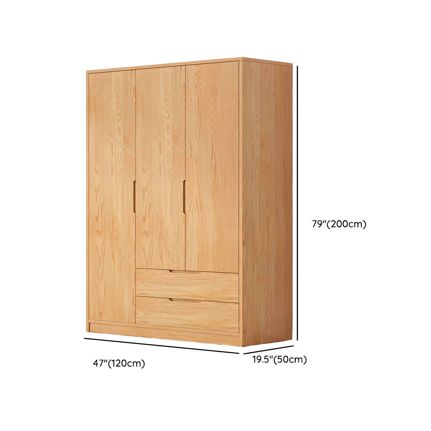 Modern Natural Wood Wardrobe Armoire with Sliding Doors, Drawers, and Shelves - image 107