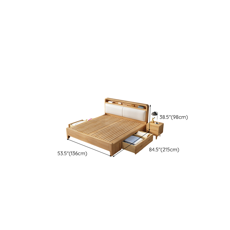Scandinavian Solid Wood Bed with Four Legs and Upholstered Headboard - image 19