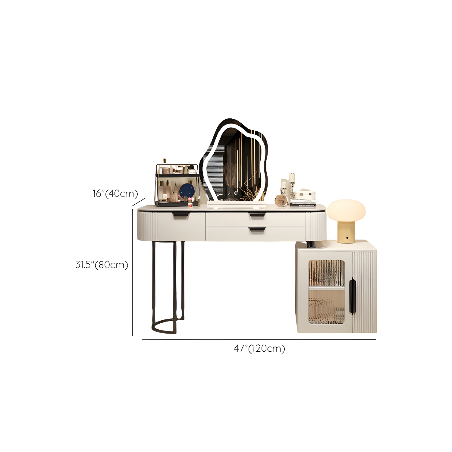 Contemporary Stone Top Vanity Table Set with Mirror and Stool Glam Slate Dressing Table - image 20