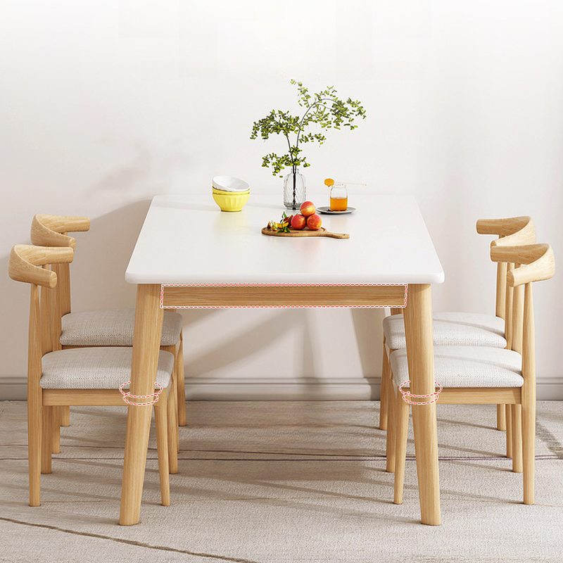 Rectangular Dining Table Set with Recycled Wood Fixed Table, Padded Chair Back, and Separable Design - image 5