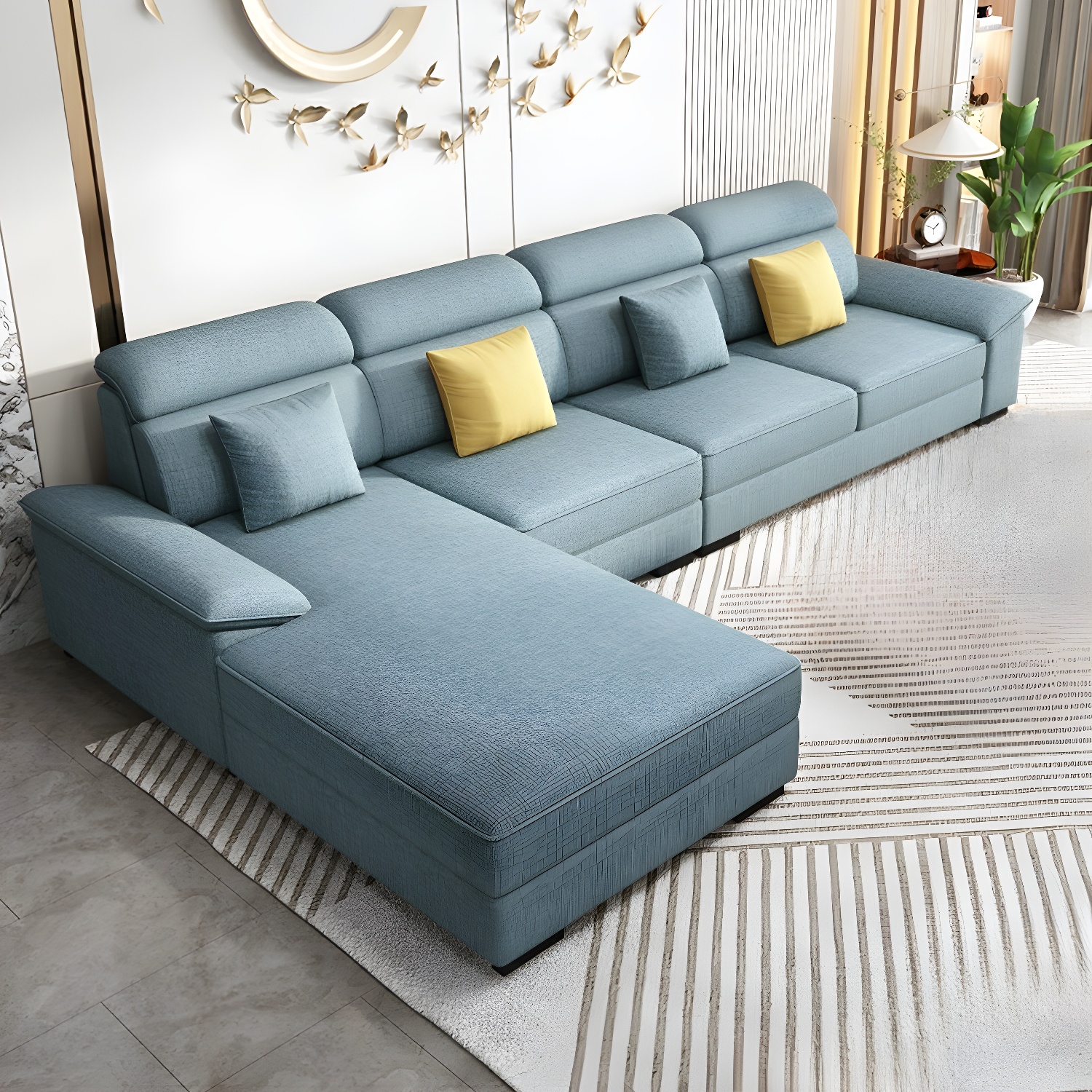 Modernism Pillow Top Arm Sectional with Chaise for Living Room - image 3