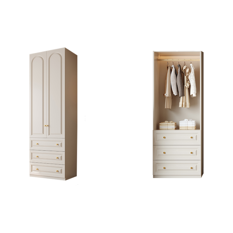 Minimalist Manufactured Wood Independent Almirah with Soft Close Drawer, Interior Shelves, and Clothing Rod