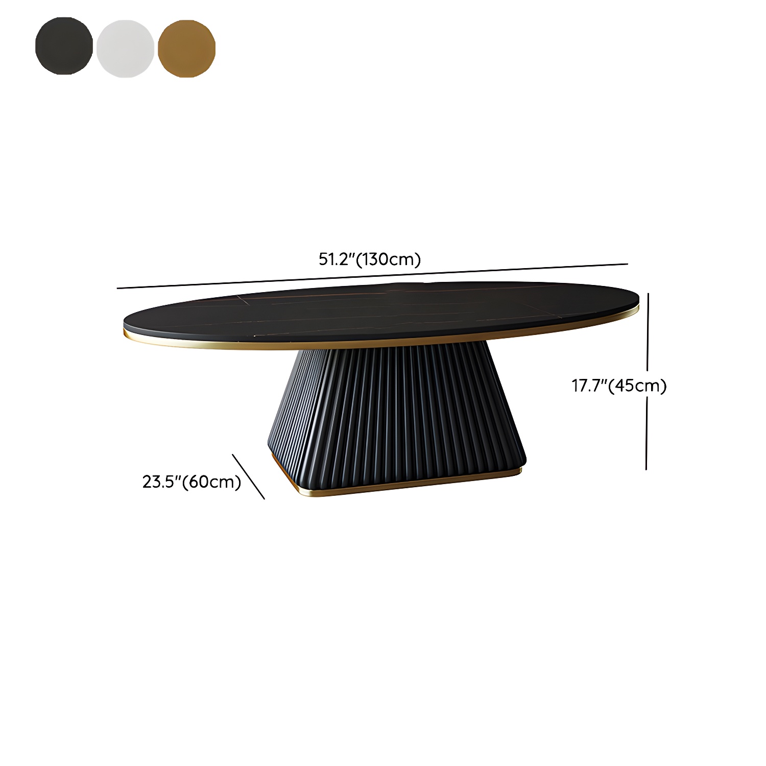 Glam Single Coffee Table Oval Pedestal Coffee Cocktail Table - image 26