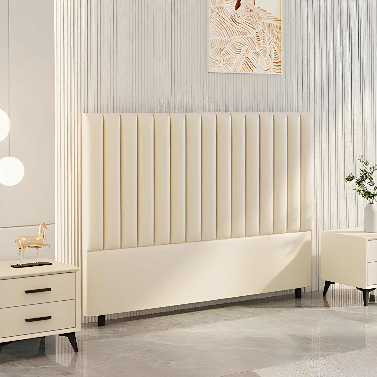 Pine Solid Wood Bed Headboard Freestanding Modern Leather Panel - image 8