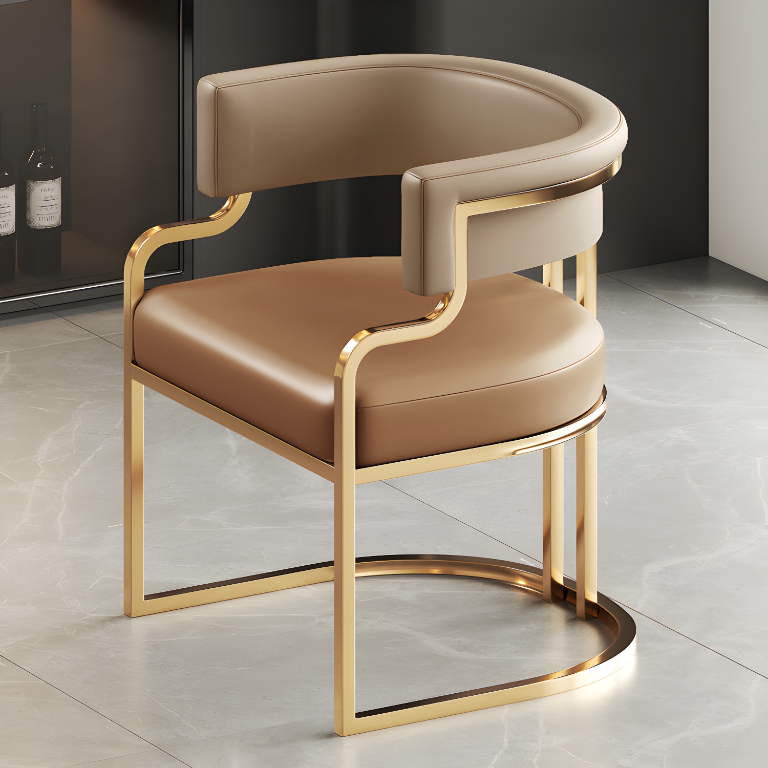 Faux Leather Dining Chairs Glam Style Open Back Armless Chair for Dining Room - image 7