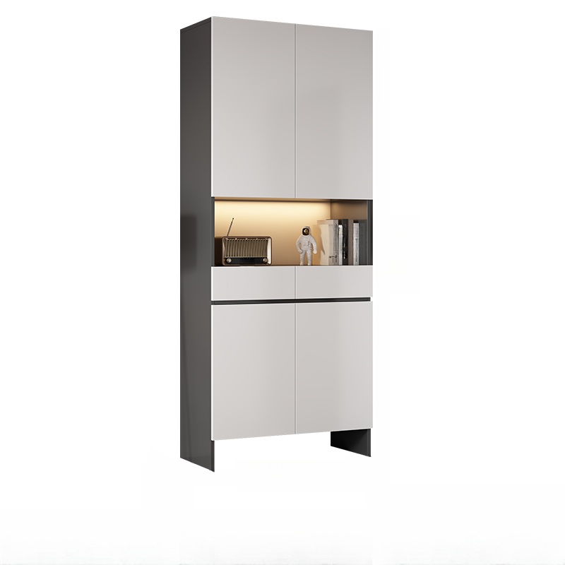 Trendy Rectangle Accent Cabinet with Hutch, Changeable Shelf, Groove Handles, Multi-Color Top, and Soft Close Drawer