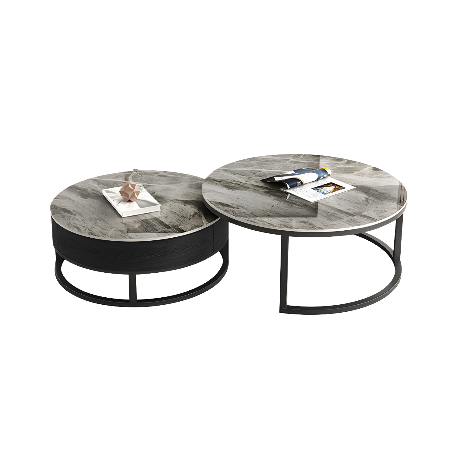 Slate Coffee Table Slate Nesting Coffee Table Set with Storage Drawer - image 11