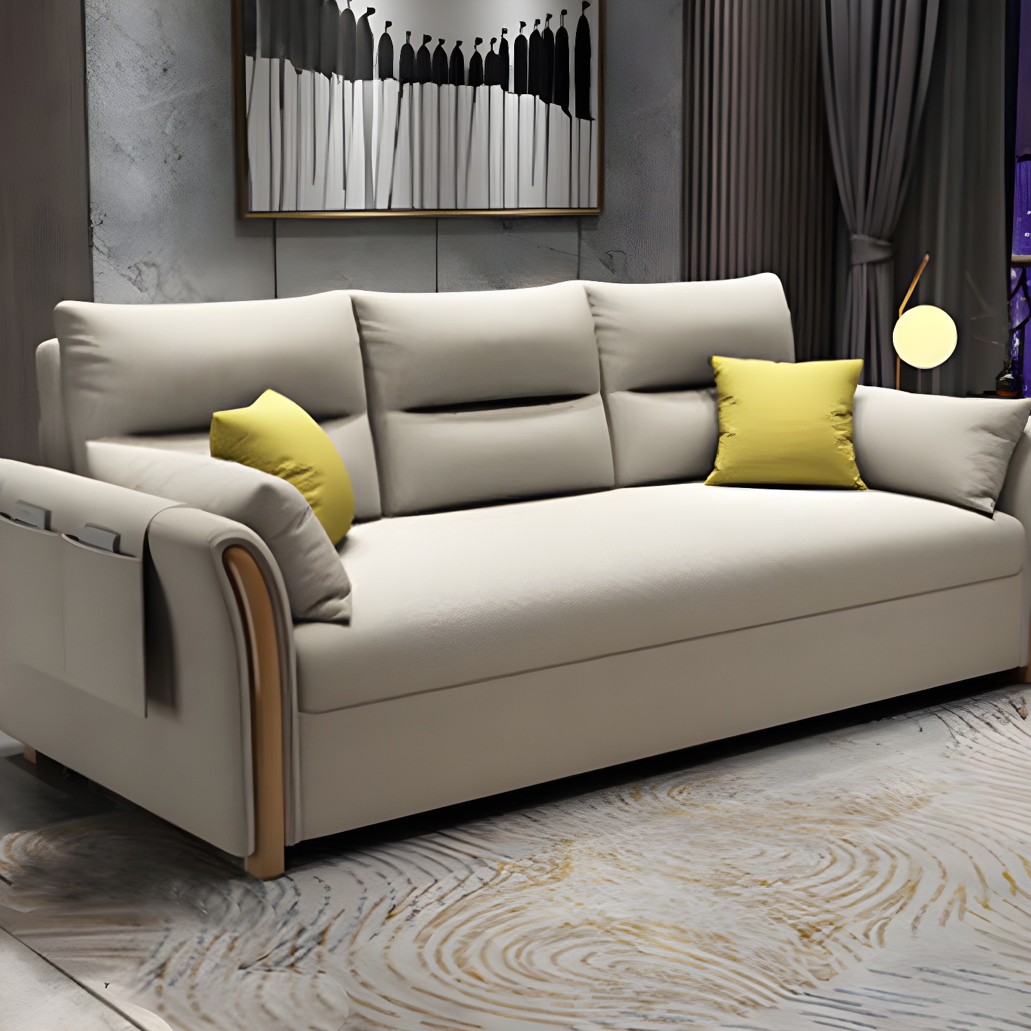 Fabric Sofa Bed Settee Furniture Flared Arm Latex Filled Sofa - image 7