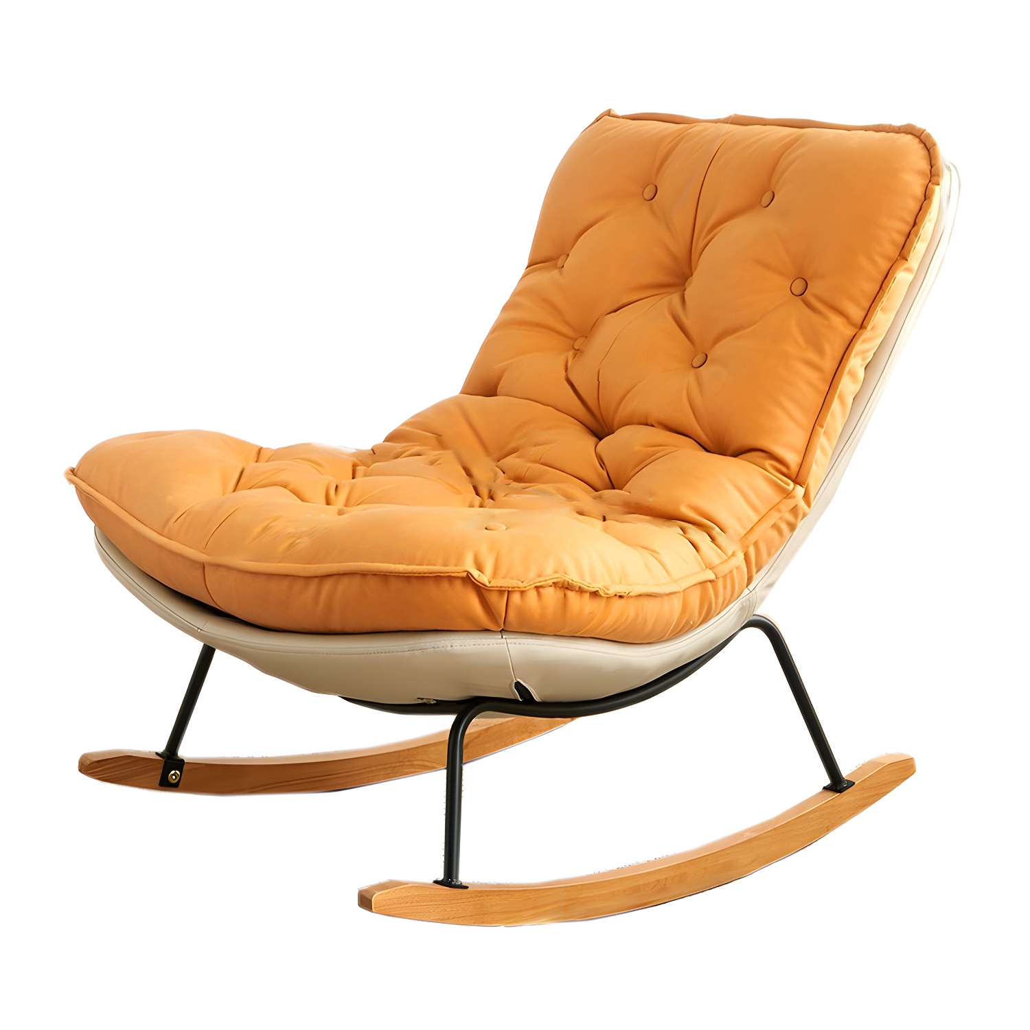 Stylish Modern Metal Rocking Chair with Tufted Upholstery and Stain-Resistant, Removable Cushions - image 8