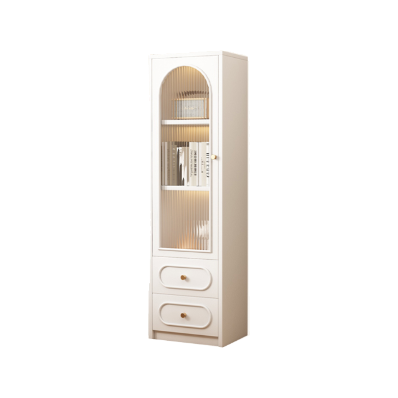 Detached Scratch-immune Accent Cabinet with Glazed Door, Adjustable Shelf, Cabinet Knobs, Soft Close Drawer, and Stain Resistant Finish