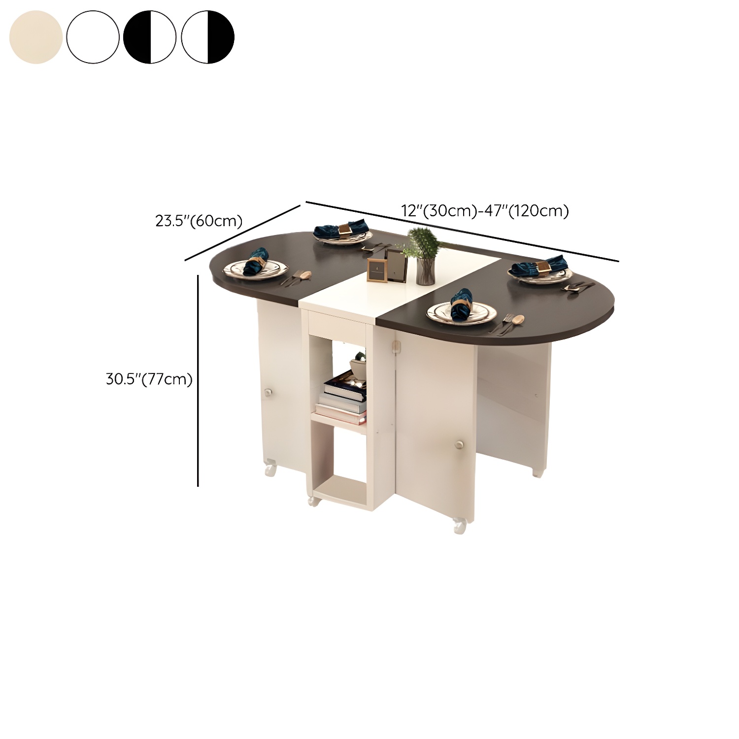 Collapsible Pedestal Manufactured Wood Kitchen & Dining Table 30in by 30in Modern Style - image 14