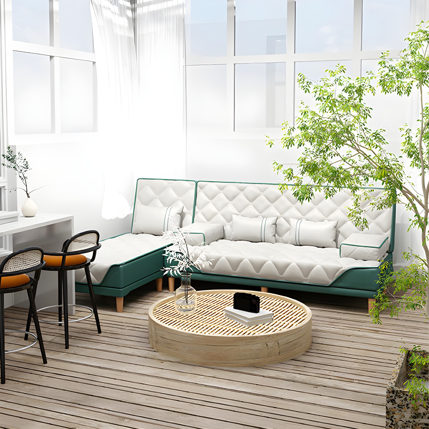 Contemporary Tight Back Convertible Sofa and Chaise with Pillow Top Arm - image 12