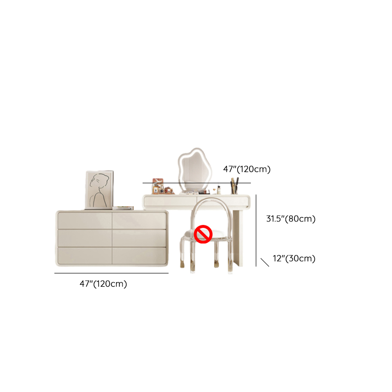 Standard Length Vanity Set with Upholstered Chair in Chalk, Synthetic Frame, and Lighted Mirror Including Seat - image 20