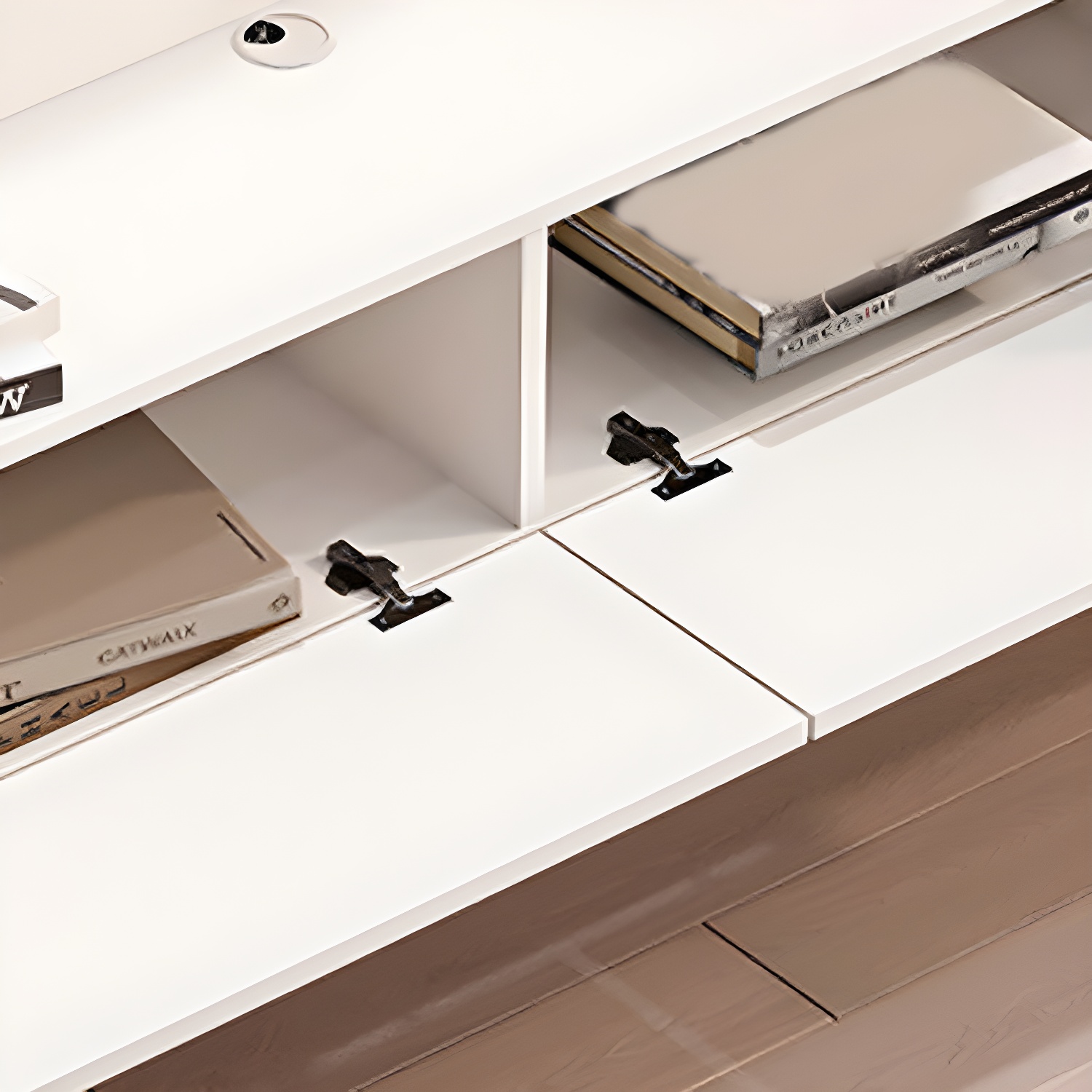 Contemporary Solid Wood Wall-mounted TV Media Stand with Drawers - image 10