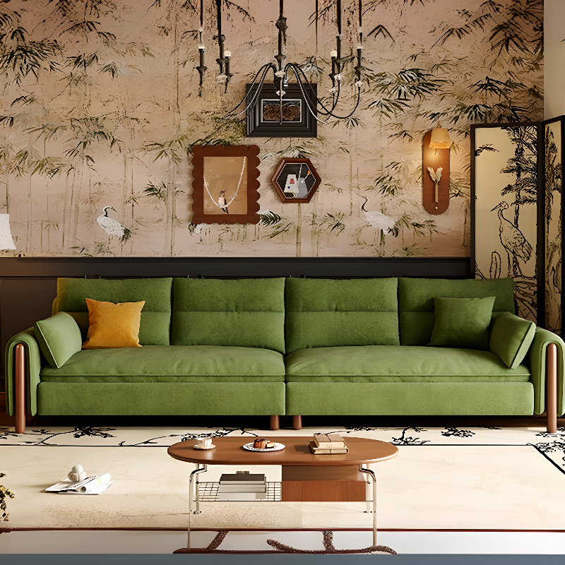 Straight/L-Shape Olive Green Sofa/Corner Sectional with Horizontal/Left Orientation