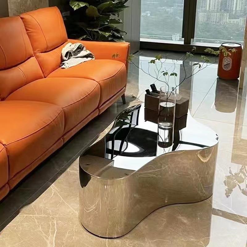 Silver Alloy Irregular/Circular-shaped Accent Table for Small Spaces - image 5