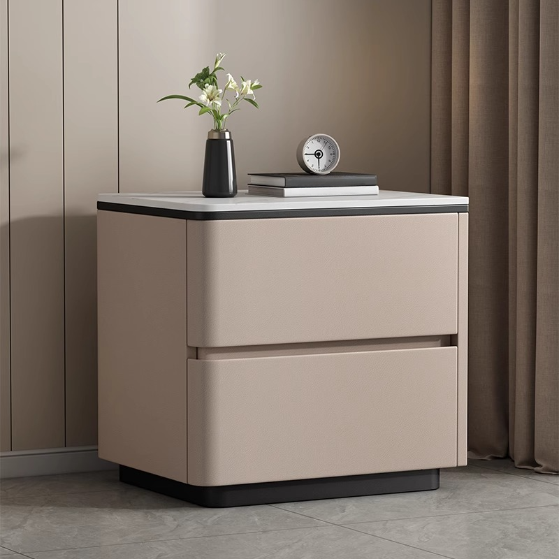 Organic Modern Nightstand With Drawer Organization, 2 Drawers, and Stone Countertop - image 3