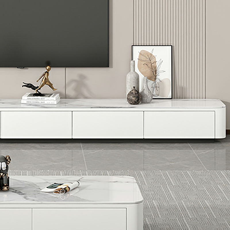 Stone Low TV Stand with Soft-close Drawers and Cable Management - image 10