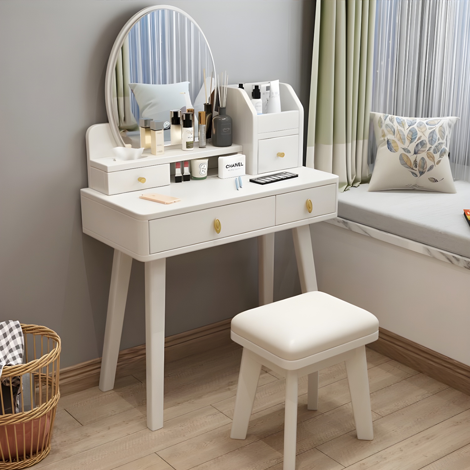 Traditions Dressing Table Bedroom Solid Wood with Drawer Mirror Make-up Vanity - image 18