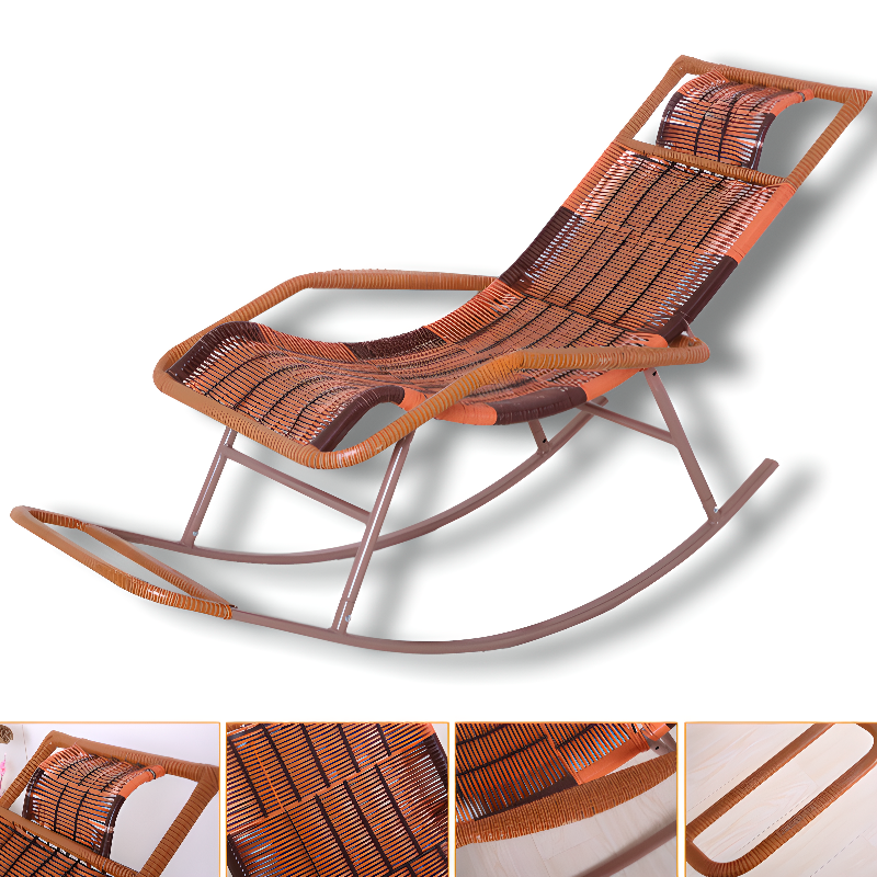 Ergonomic Wicker Front Porch Rocking Chairs with Rear Back, Stationary - image 27