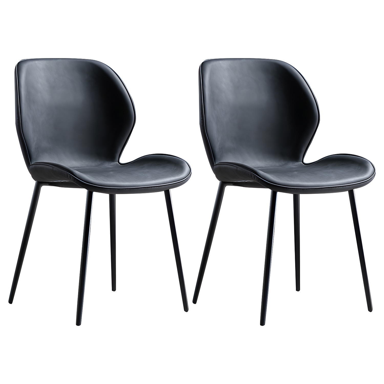 Scandinavian Leather Home Side Chair Matte Finish Wingback Dining Chair (Set of 2) - image 9
