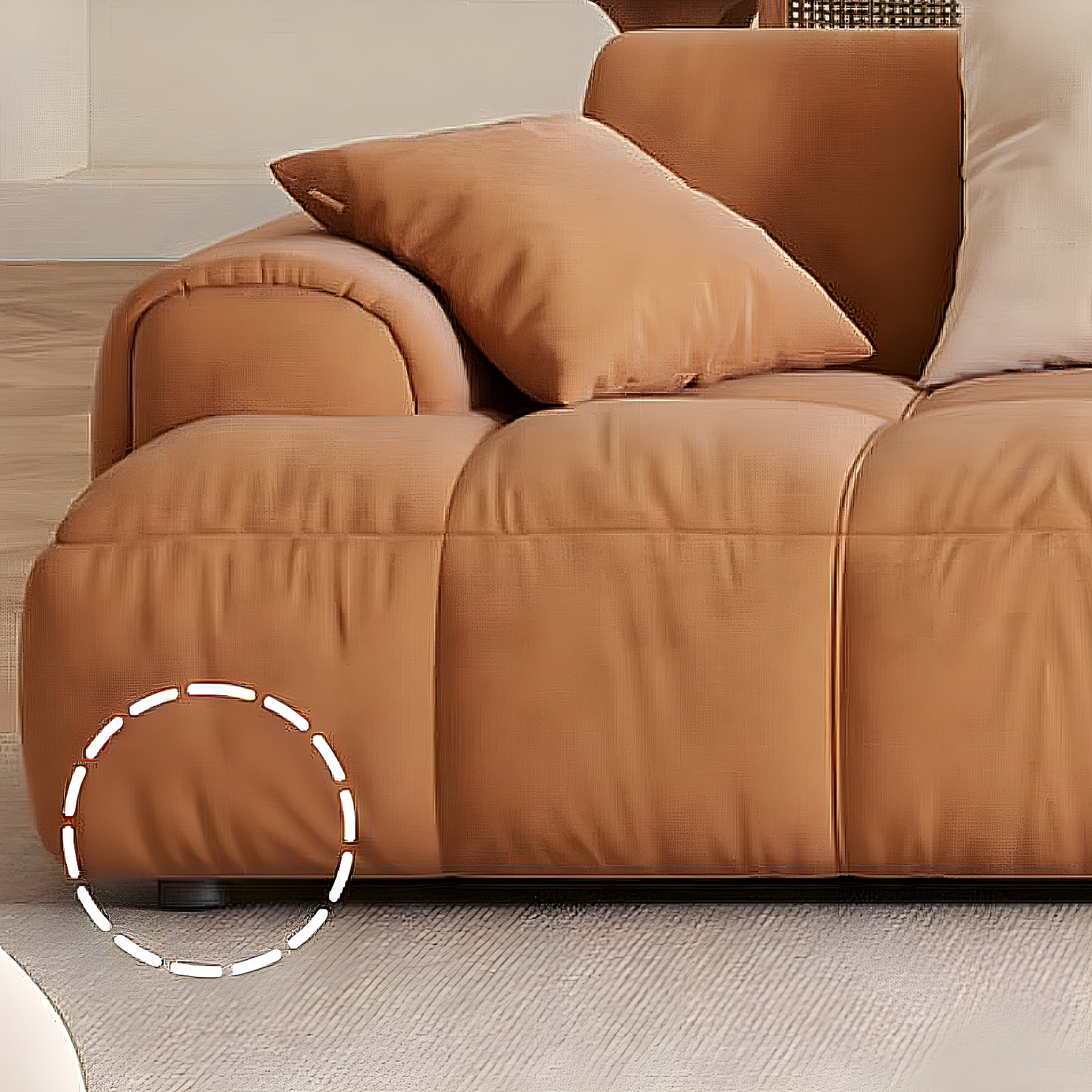 Velvet Round Arm Sectionals 24.8"High Tight Back Sofa with 4 Pillows - image 8