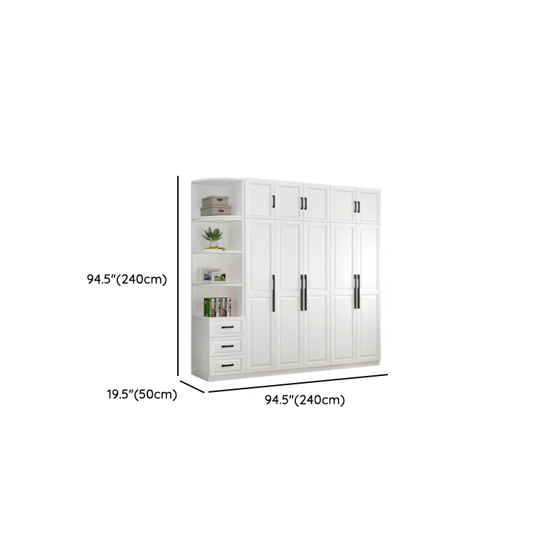 Chalk Modish Wood Wardrobe Closet with Soft Close Drawer, Soft Close Door, Interior Shelves, and Clothing Rod - image 16