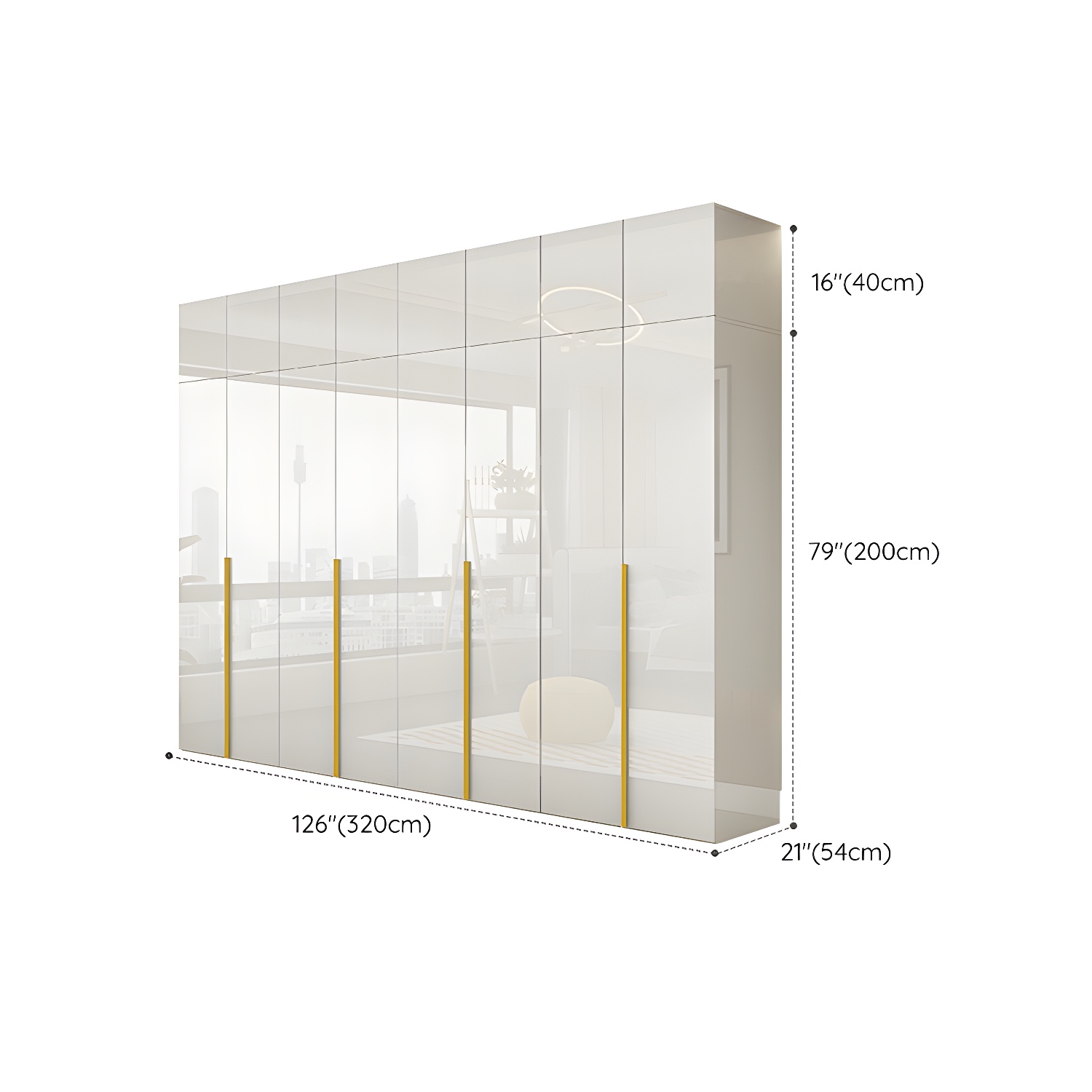 White Modern Style Wardrobe Cabinet Engineered Wood with Garment Rod - image 31