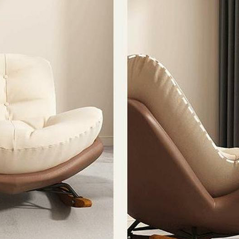 Cotton Upholstered Indoor Rocking Chair with Solid Wood Legs, Compact Design for Small Spaces - image 15