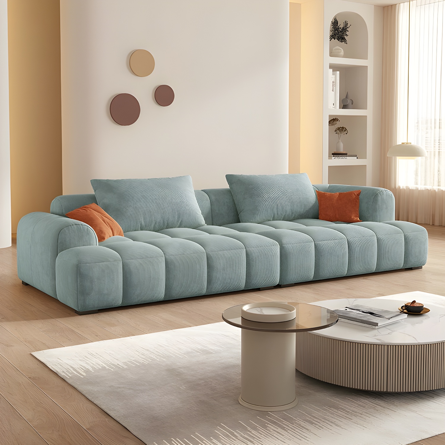 24.8" High Sofa with Tight Back Square Arm Corduroy for Apartment - image 3