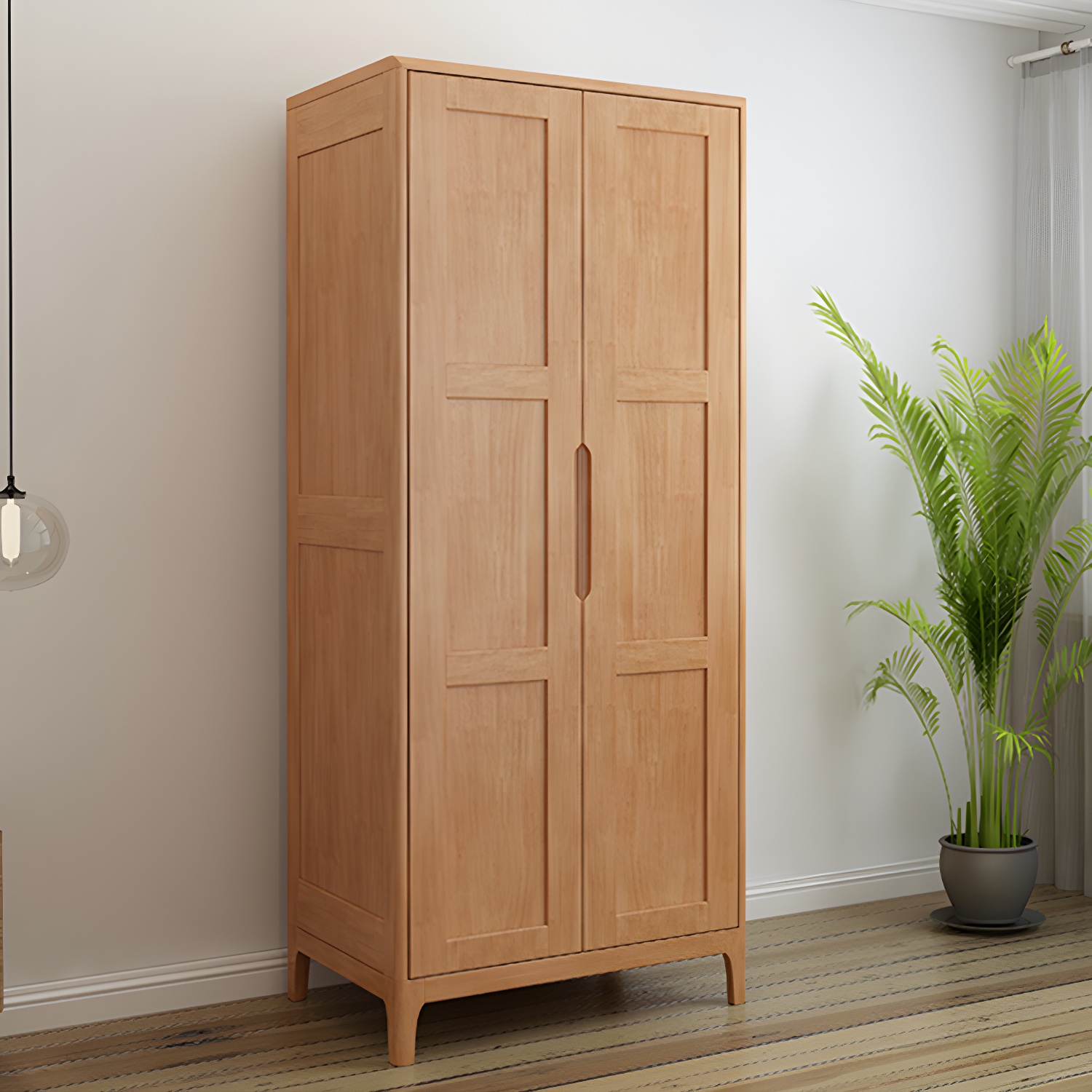 Modern Style Wardrobe Cabinet Wood Clothes Rail Wardrobe Armoire with Shelves - image 17