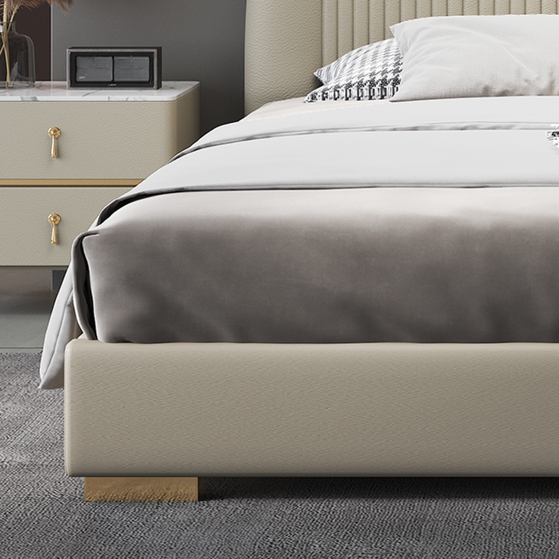 Beige Solid Color Storage Bed/Platform Bed with Pine Wood Frame for Living Room - image 5