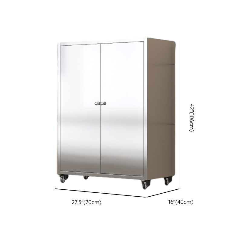 Metallic Sideboard on Roller Wheels with Stainless Steel Countertop - image 21
