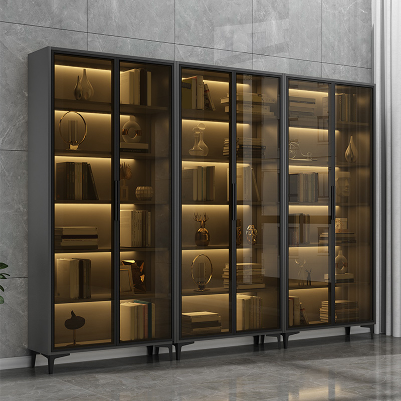 Glam Rectangle Accent Cabinet with Metal Base and Wood Countertop, Glass Doors and Lighting Included - image 3
