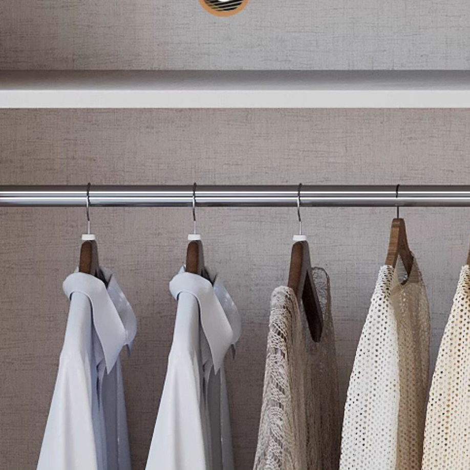 Fashionable Sliding Door Storage Wood Wardrobe with Metal Clothing Rod and Shelves in White Color - image 8