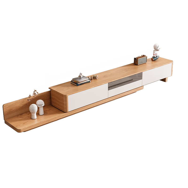 Art Deco Real Wood TV Stand with Shelf, 2 Drawers, Locker, and Cable Management - image 3
