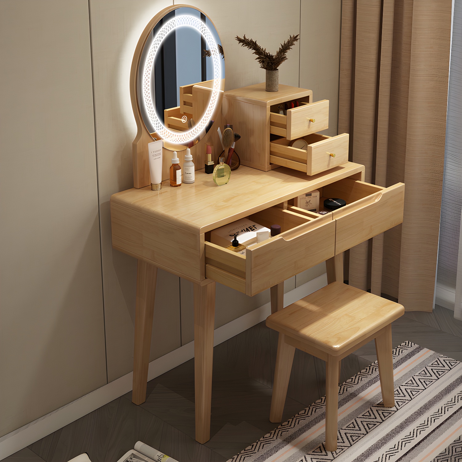Traditions Make-up Vanity Solid Wood Bedroom With Drawer Dressing Table - image 12
