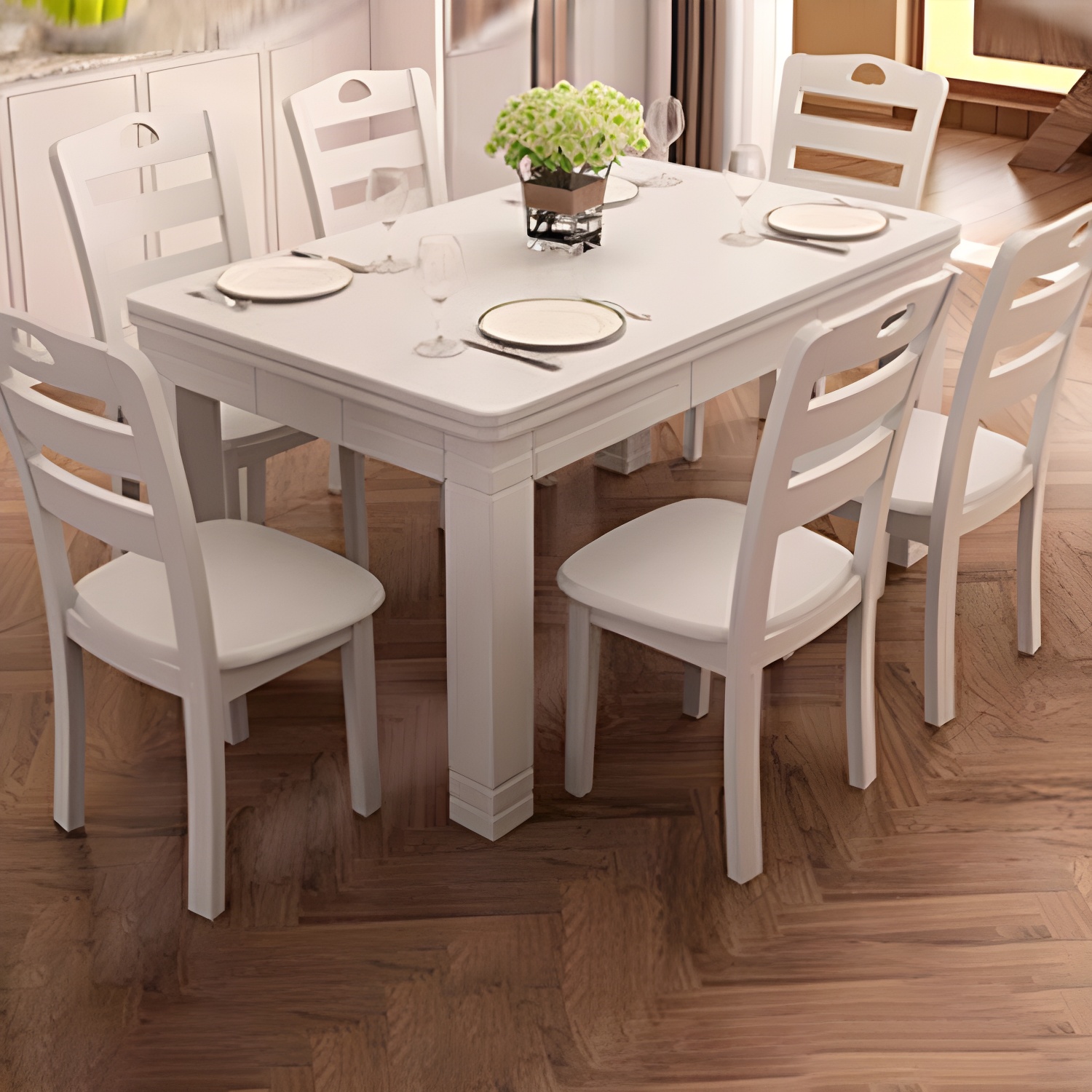 7-Piece Modern Wood Dining Set with Solid Wood Features and Seating for 6 - image 4