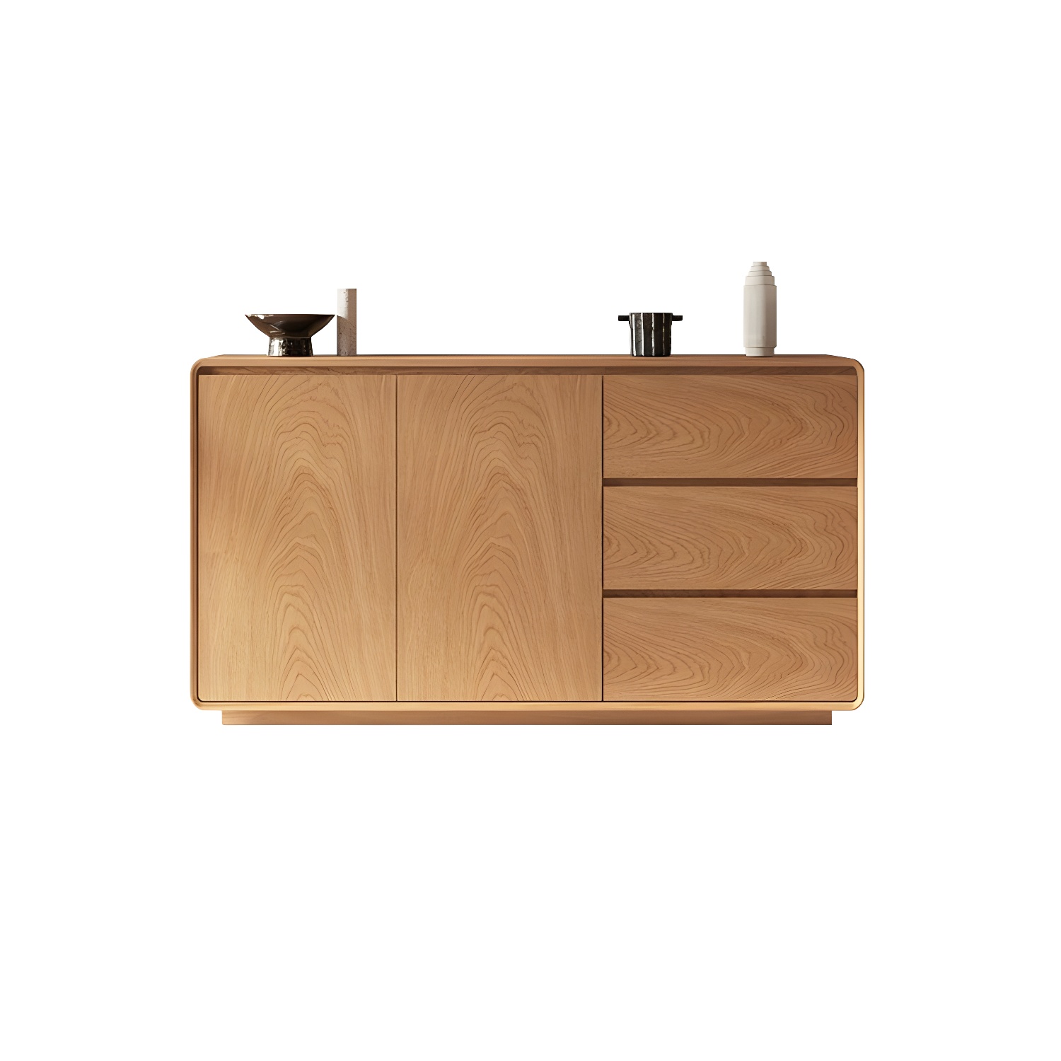 Scandinavian Wood Sideboard with 3 Drawers and 2 Doors, Overall Width 40cm, Overall Height 80cm