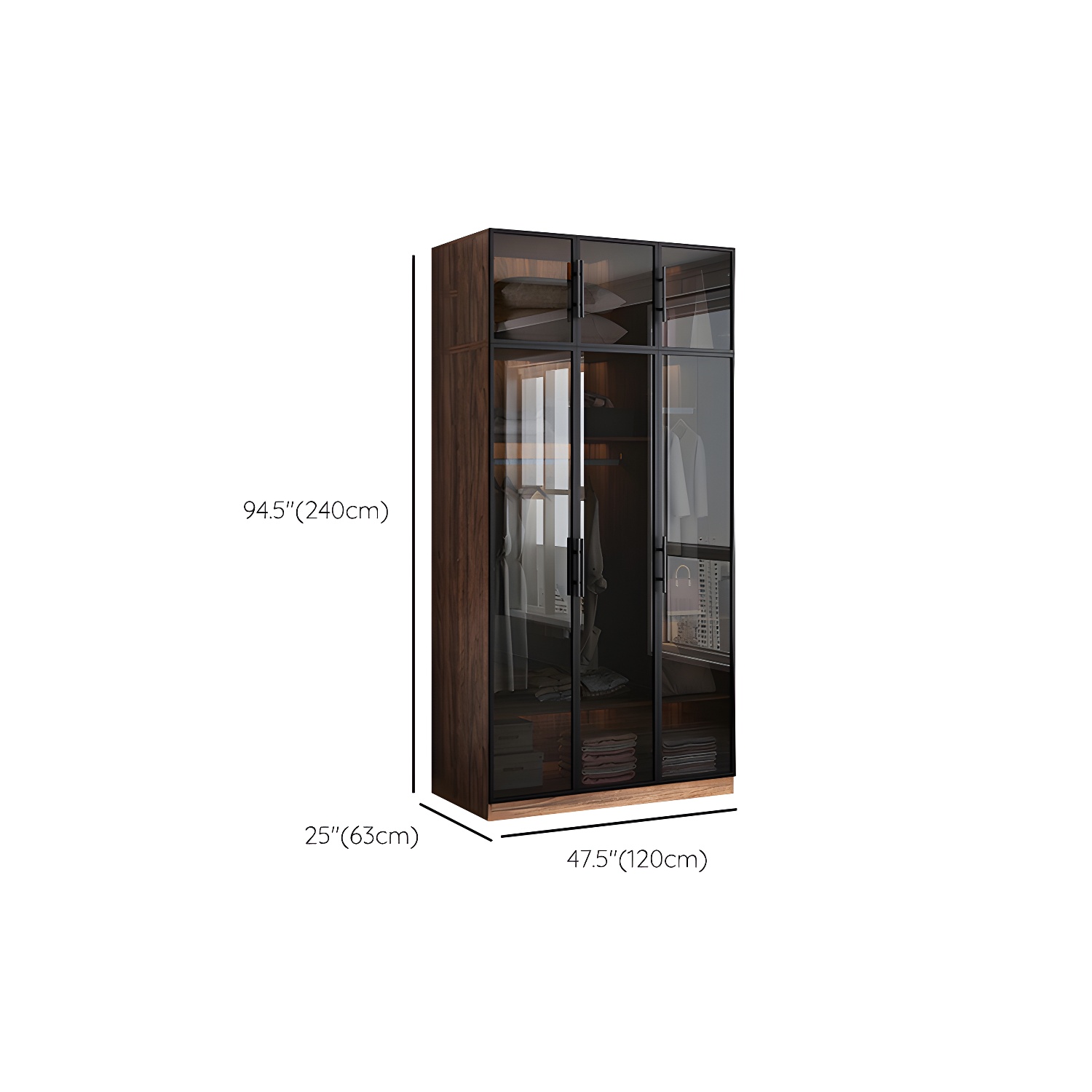 Modern Freestanding Wardrobe Armoire Tempered Glass Doors Wardrobe with Shelves - image 18