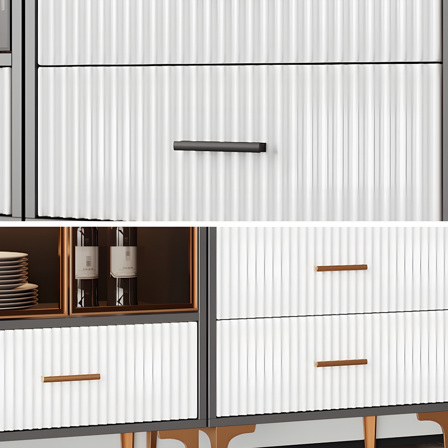 Contemporary Sideboard Cabinet for Dining Room with Glass Doors & Drawers Included - image 15