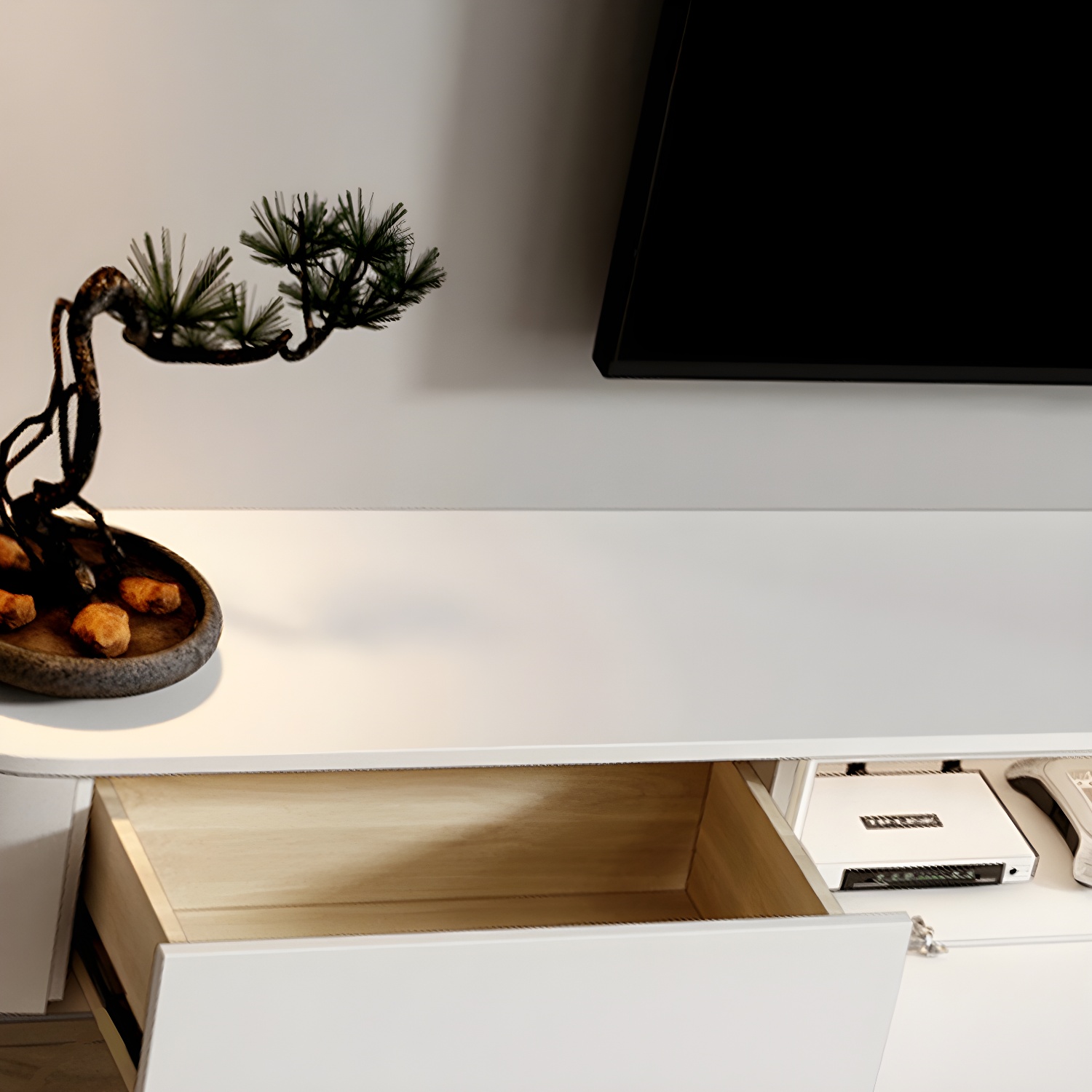 Modern White TV Media Stand Floating TV Stand Console with Drawers for Living Room - image 8