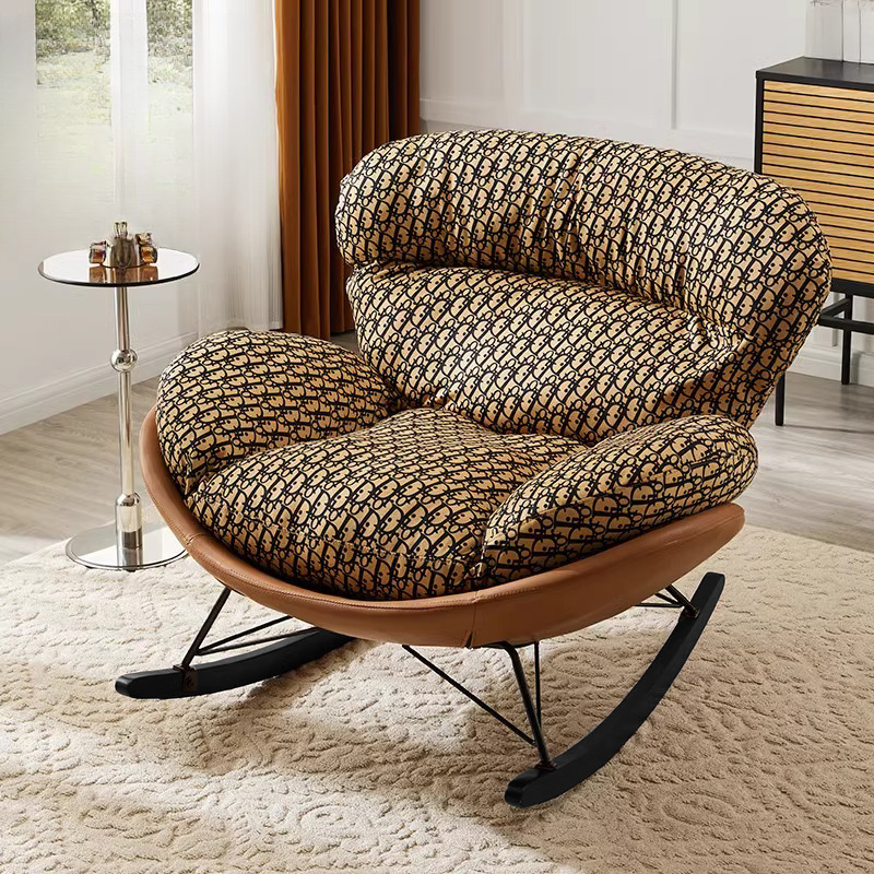 Simple Upholstered Rocking Chair with Padded Comfort - image 5